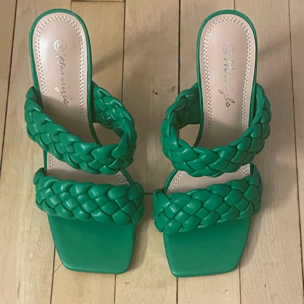 green braided heels